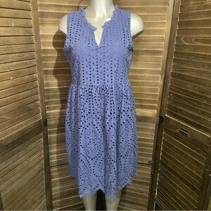 Sundance Eyelet Promise Dress Cottagecore Bohemian Petite Large Cotton Blue Boho